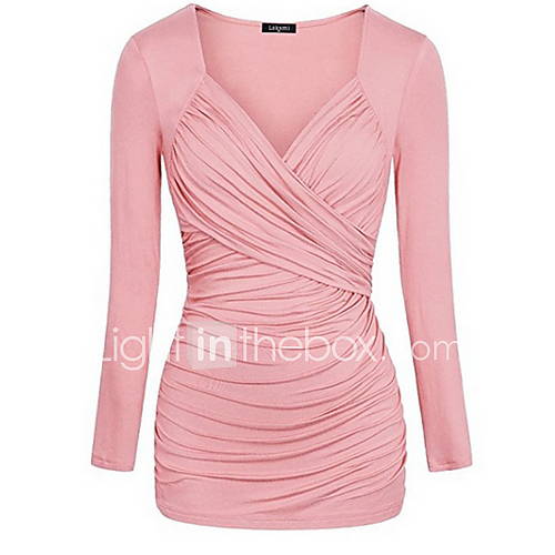 Dames Grote Maten T Shirt Effen V Hals Slank Zwart Xxxl huismerk kopen in de aanbieding