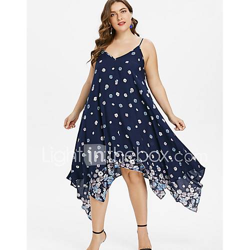 Dames Elegant Recht Jurk Bloemen Bandje Asymmetrisch huismerk kopen in de aanbieding