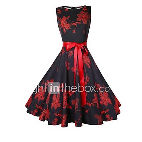 Dames Skater Jurk Bloemen Boven De Knie huismerk kopen in de aanbieding