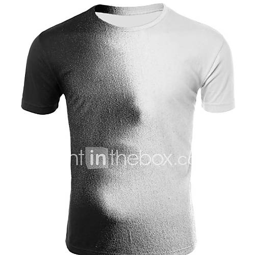 Heren Print T Shirt Kleurenblok Ronde Hals Wit Xxl huismerk kopen in de aanbieding