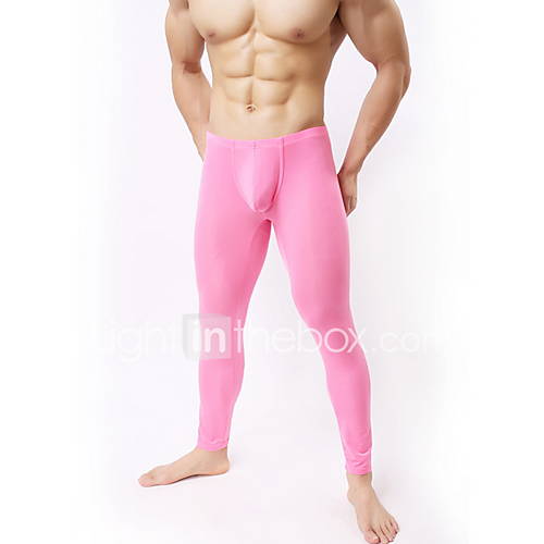 Heren Normaal Nylon Spandex Sexy Lange Johns Effen Lage Taille huismerk kopen in de aanbieding