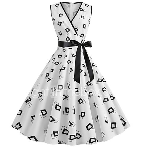 Dames Boho A Lijn Jurk Polka Dot Print Tot De Knie huismerk kopen in de aanbieding