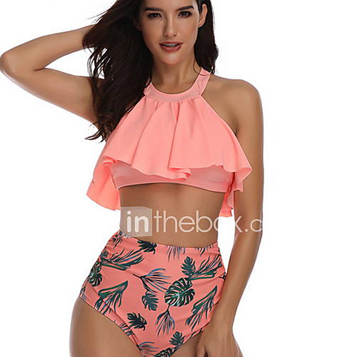 Dames Wit Oranje Rood Cheeky Tankini Zwemkleding Bloemen M L Xl huismerk kopen in de aanbieding
