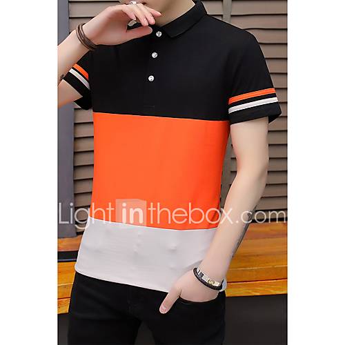 Heren Print Grote Maten Polo Katoen Effen Overhemdkraag Oranje Xxl huismerk kopen in de aanbieding