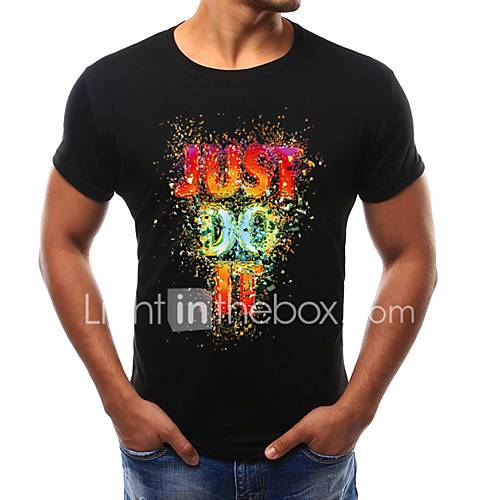 Heren Print T Shirt Katoen Geometrisch Ronde Hals Wit Xxl huismerk kopen in de aanbieding