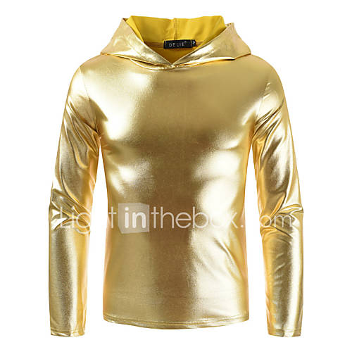 Heren T Shirt Katoen Effen Capuchon Goud huismerk kopen in de aanbieding