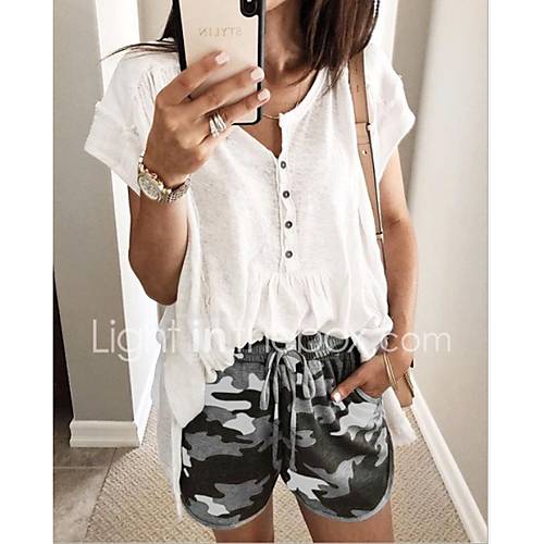 Dames Standaard Shorts Broek Patroon Grijs huismerk kopen in de aanbieding