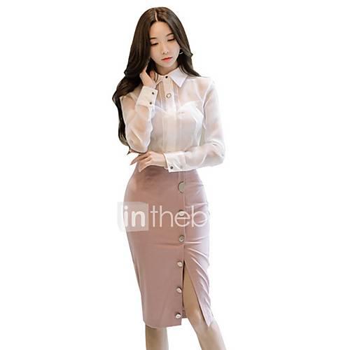 Dames Standaard Blouse Rok Effen huismerk kopen in de aanbieding