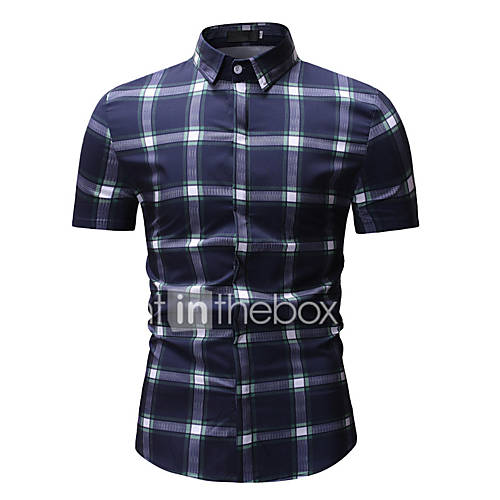 Heren Standaard Overhemd Katoen Kleurenblok Klaver Xl Korte Mouw huismerk kopen in de aanbieding