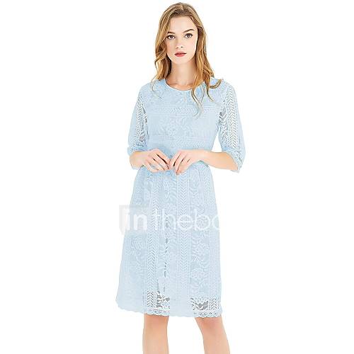 Dames Standaard Skater Jurk Effen Patchwork Boven De Knie huismerk kopen in de aanbieding