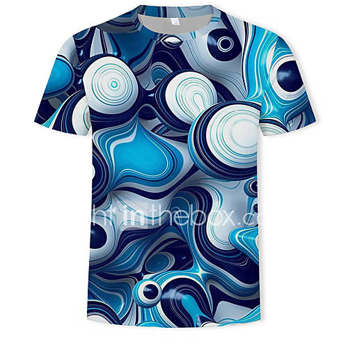 Heren Print T Shirt Katoen Geometrisch Kleurenblok 3D Ronde Hals Blauw Xl huismerk kopen in de aanbieding Heren Print T Shirt Katoen Geometrisch Kleurenblok 3D Ronde Hals Blauw Xl huismerk kopen in de aanbieding