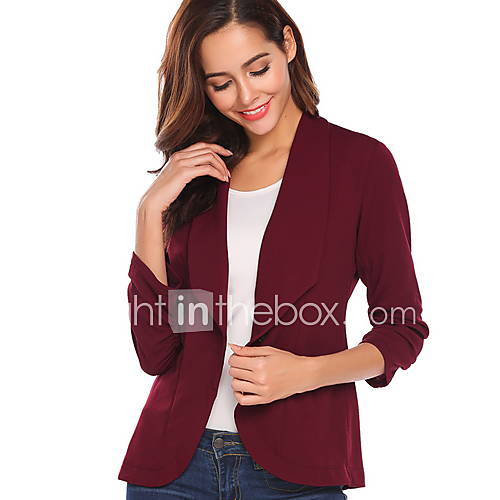 Dames Lente Zomer Herfst Blazer V Hals Polyester Ruche Geel Wijn Khaki L Xl Xxl Slank huismerk kopen in de aanbieding