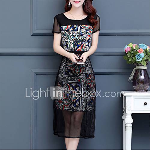 Dames Standaard Schede Jurk Geometrisch Print Midi huismerk kopen in de aanbieding Dames Standaard Schede Jurk Geometrisch Print Midi huismerk kopen in de aanbieding
