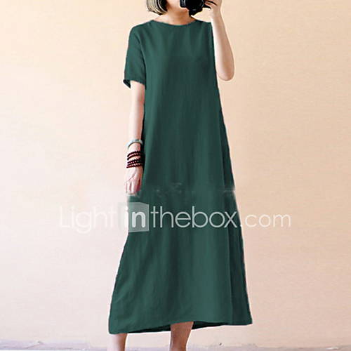 Dames Ruimvallend Recht Jurk Maxi huismerk kopen in de aanbieding Dames Ruimvallend Recht Jurk Maxi huismerk kopen in de aanbieding