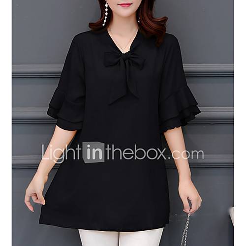 Dames Grote Maten Blouse Effen V Hals Klaver Xxxxl huismerk kopen in de aanbieding