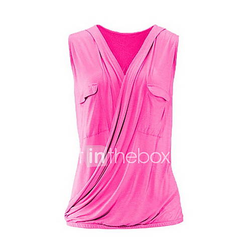 Dames Grote Maten Overhemd Effen V Hals Slank huismerk kopen in de aanbieding