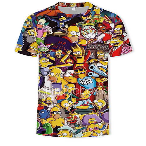 Heren Print T Shirt Kleurenblok 3D Letter huismerk kopen in de aanbieding