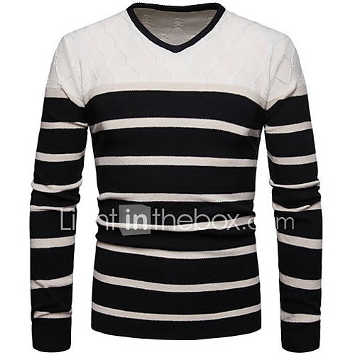 Heren Gestreept Pullover Zwart L Xl Xxl huismerk kopen in de aanbieding