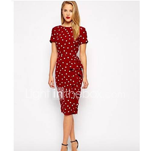 Dames Katoen Schede Jurk Polka Dot Tot De Knie huismerk kopen in de aanbieding