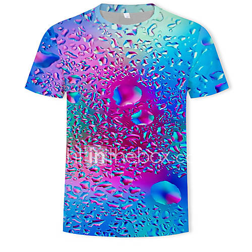 Heren Print T Shirt Katoen Kleurenblok 3D Ronde Hals Regenboog Xl huismerk kopen in de aanbieding