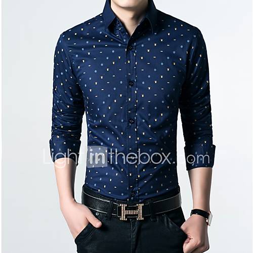 Heren Print Overhemd Geometrisch Marineblauw Xxxl huismerk kopen in de aanbieding