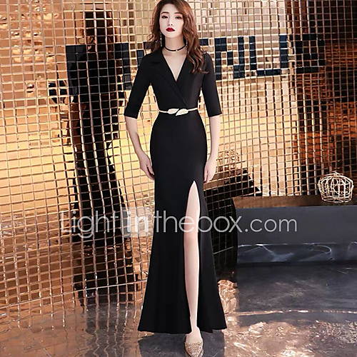 Dames Slank Bodycon Jurk V Hals Maxi huismerk kopen in de aanbieding