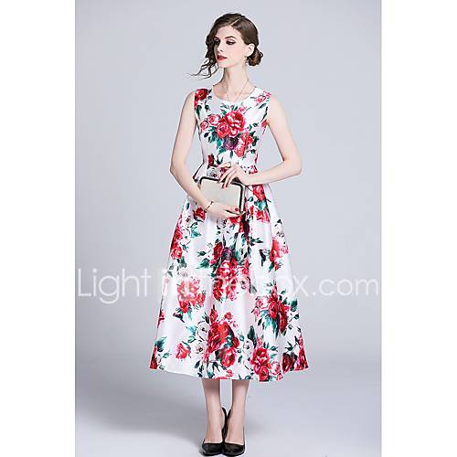 A Lijn Met Sieraad Over De Knie Satijn Jurk Patroon Print Door Lan Ting Express huismerk kopen in de aanbieding