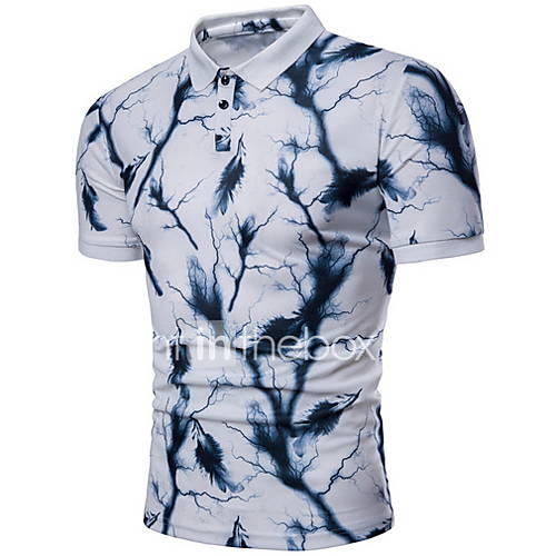 Heren Polo Geometrisch Overhemdkraag Blauw Xl huismerk kopen in de aanbieding