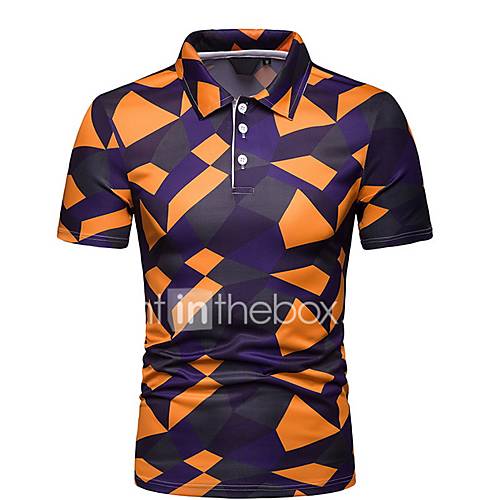 Heren Polo Katoen Geometrisch Overhemdkraag Blauw huismerk kopen in de aanbieding