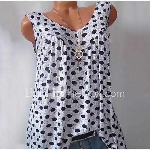 Dames Singlet Katoen Feestdagen Polka Dot Ruimvallend Wit Xxxl Lente Zomer huismerk kopen in de aanbieding