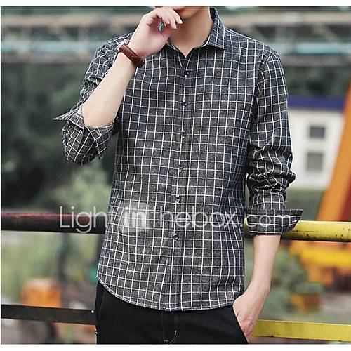 Heren Overhemd Ruitjes Bruin Xxl huismerk kopen in de aanbieding