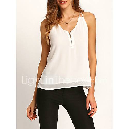 Dames Blote Rug Blouse Effen Bandje Ruimvallend Wit huismerk kopen in de aanbieding