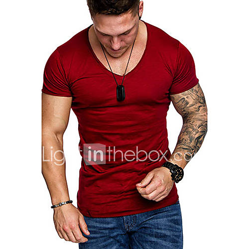 Heren T Shirt Katoen Effen V Hals Donkergrijs Xl huismerk kopen in de aanbieding