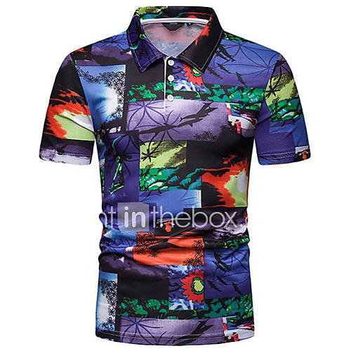 Heren Polo Geometrisch Overhemdkraag Paars huismerk kopen in de aanbieding