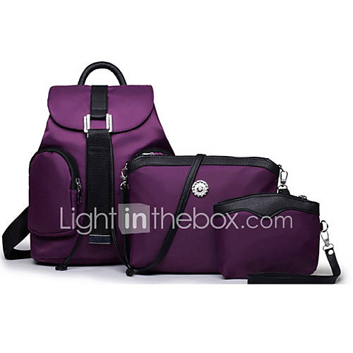 Dames Tassen Nylon Zak Set 3 Stuks Purse Rits Effen Kleur Zwart Paars Fuchsia huismerk kopen in de aanbieding