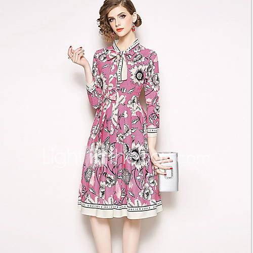 Dames Standaard A Lijn Jurk Bloemen Kwastje Midi huismerk kopen in de aanbieding