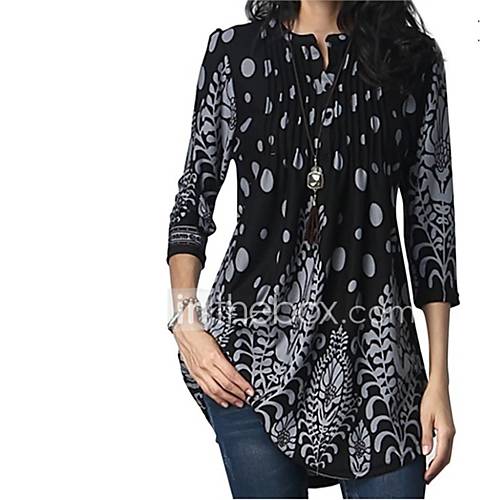 Dames Print Overhemd Geometrisch Ruimvallend Zwart huismerk kopen in de aanbieding