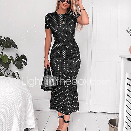 Dames Slank Bodycon Jurk Polka Dot Midi Uitgaan huismerk kopen in de aanbieding Dames Slank Bodycon Jurk Polka Dot Midi Uitgaan huismerk kopen in de aanbieding