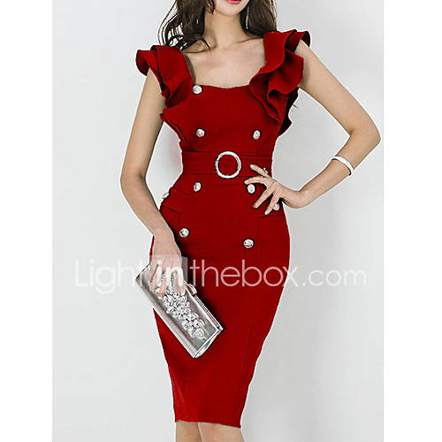 Dames Bodycon Jurk Effen Patchwork Tot De Knie huismerk kopen in de aanbieding Dames Bodycon Jurk Effen Patchwork Tot De Knie huismerk kopen in de aanbieding