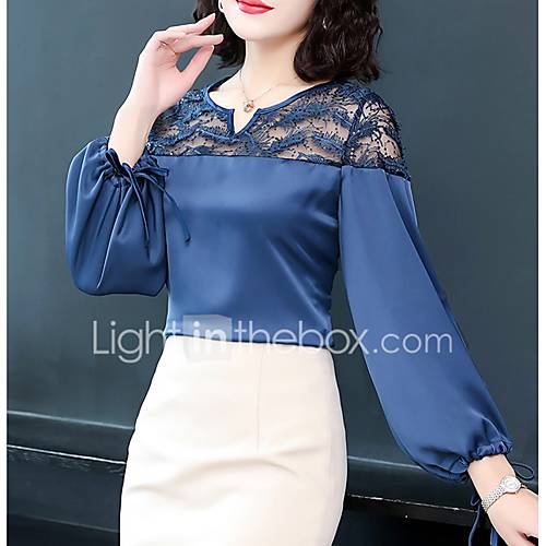 Dames Blouse Effen V Hals Blauw huismerk kopen in de aanbieding Dames Blouse Effen V Hals Blauw huismerk kopen in de aanbieding