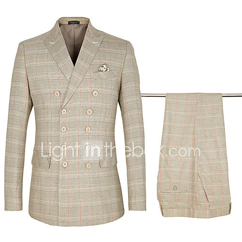 Khaki Ruudullinen Standaard Pasvorm Katoen Polyster Pak Punt Dubbele Knoopssluiting Zes Knopen Suits huismerk kopen in de aanbieding Khaki Ruudullinen Standaard Pasvorm Katoen Polyster Pak Punt Dubbele Knoopssluiting Zes Knopen Suits huismerk kopen in de aanbieding