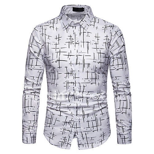 Heren Standaard Overhemd Katoen Kleurenblok Wit Xl Lange Mouw huismerk kopen in de aanbieding