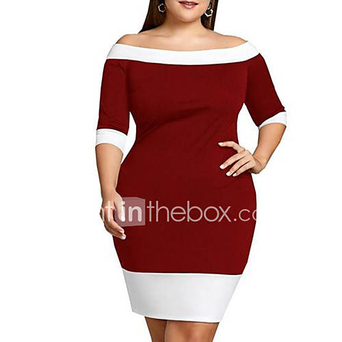 Dames Standaard Recht Jurk Kleurenblok Patchwork Midi huismerk kopen in de aanbieding Dames Standaard Recht Jurk Kleurenblok Patchwork Midi huismerk kopen in de aanbieding