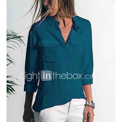 Dames Grote Maten Overhemd Effen Overhemdkraag Grijs Xxxl huismerk kopen in de aanbieding