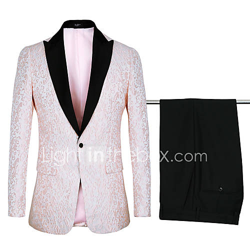 Smokings Standaard Pasvorm Punt Single Breasted Een Knoops Polyster Jacquard huismerk kopen in de aanbieding