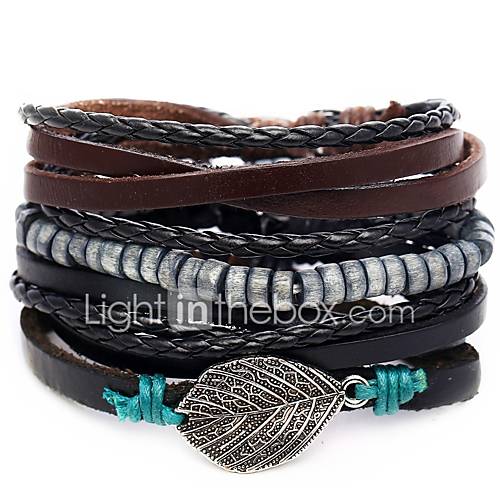 4Pcs Heren Retro Touw Gevlochten Lederen Armbanden Bladvorm Uniek Ontwerp Hip Hop Sieraden Zwart Voor Lahja Dagelijks huismerk kopen in de aanbieding 4Pcs Heren Retro Touw Gevlochten Lederen Armbanden Bladvorm Uniek Ontwerp Hip Hop Sieraden Zwart Voor Lahja Dagelijks huismerk kopen in de aanbieding