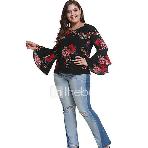 Dames Print T Shirt Bloemen Slank Wit Xxl huismerk kopen in de aanbieding