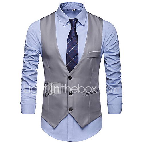 Heren Pakken Effen V Hals Polyester Marineblauw Grijs Wijn Xxxl Xxxxl Xxxxxl huismerk kopen in de aanbieding