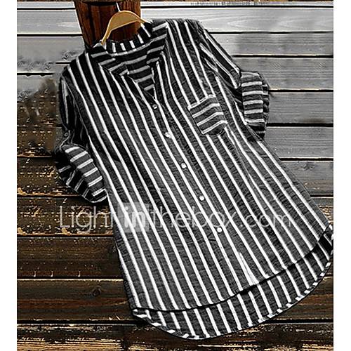 Dames Overhemd Gestreept V Hals Licht Blauw Xxxl huismerk kopen in de aanbieding Dames Overhemd Gestreept V Hals Licht Blauw Xxxl huismerk kopen in de aanbieding