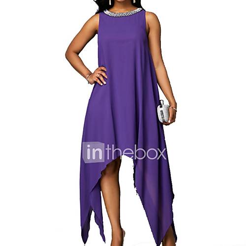 Asymmetrische Swingjurk Voor Dames Paars S M L Xl huismerk kopen in de aanbieding